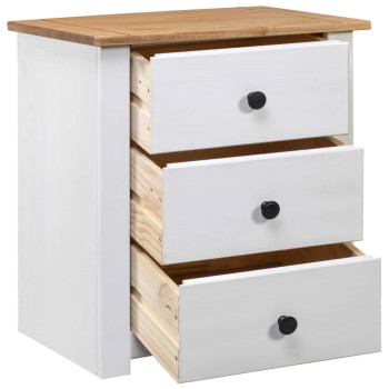 Vidaxl Bedside Cabinet White 18.1X15.7X22.4 Pinewood Panama Range