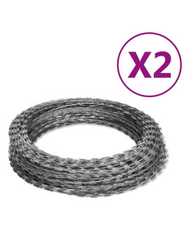 Vidaxl Nato Razor Wires Helical Wire Rolls 2 Pcs Galvanized Steel 328.1'