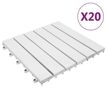 Vidaxl Decking Tiles 20 Pcs White 11.8X11.8 Solid Wood Acacia