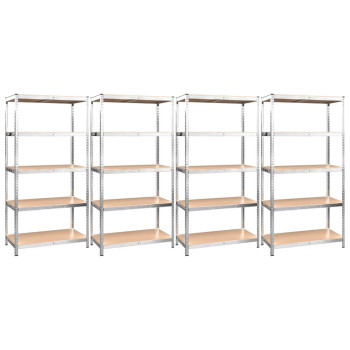 Vidaxl 5-Layer Shelves 4 Pcs Silver Steel&Engineered Wood