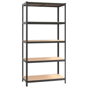 Vidaxl 5-Layer Heavy-Duty Shelves 2 Pcs Gray Steel&Engineered Wood