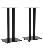 Vidaxl Speaker Stands 2 Pcs Tempered Glass 2 Pillars Design Black