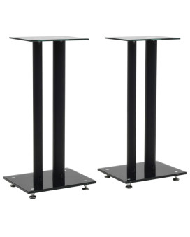 Vidaxl Speaker Stands 2 Pcs Tempered Glass 2 Pillars Design Black