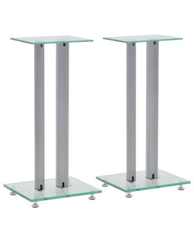 Vidaxl Speaker Stands 2 Pcs Tempered Glass 2 Pillars Design Silver