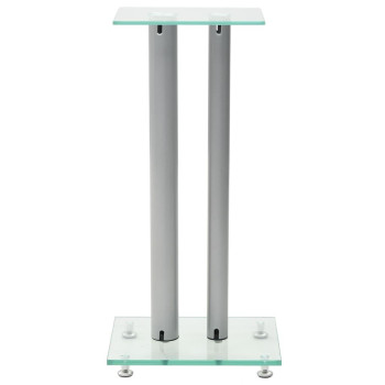 Vidaxl Speaker Stands 2 Pcs Tempered Glass 2 Pillars Design Silver