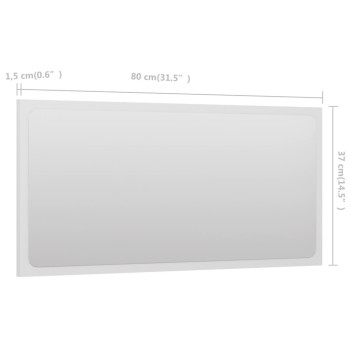 Vidaxl Bathroom Mirror White 31.5X0.6X14.6 Engineered Wood