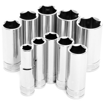 Performance Tool W38300 3/8-Inch Drive 10-Piece SAE Deep Socket Set