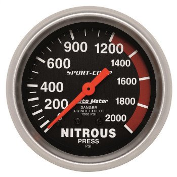 Auto Meter 3428 Sport-Comp Mechanical Nitrous Pressure Gauge,2.625 in.