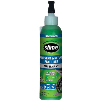 Slime 10007 Flat Tire Puncture Repair Sealant, Prevent and Repair, Small Tubeless Tires, Non-Toxic, eco-Friendly, 8 oz Bottle