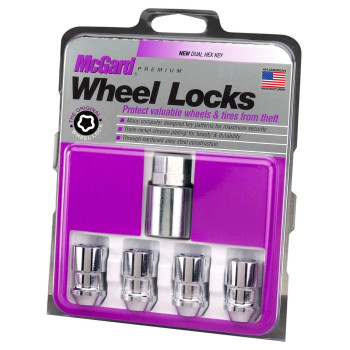 McGard 24137 Chrome Cone Seat Wheel Locks (M12 x 1.5 Thread Size) - Set of 4 Locks and 1 Key