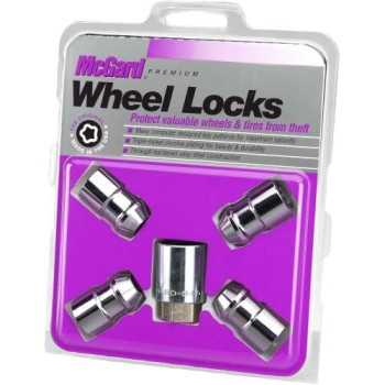 McGard 24137 Chrome Cone Seat Wheel Locks (M12 x 1.5 Thread Size) - Set of 4 Locks and 1 Key