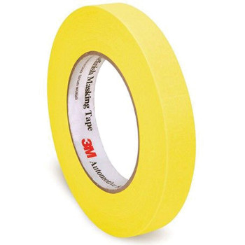 3M Automotive Refinish Masking Tape, 06652, 18 MM X 55 M, Yellow, Crepe Backing, Moisture Resistant, Multi-Purpose, 48 Per Case