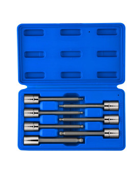 Neiko 10072A 3/8-Inch Drive Extra Long Allen Hex Bit Socket Set, SAE, 1/8-Inch - 3/8-Inch | S2 and Cr-V Steel, 7-Piece Set