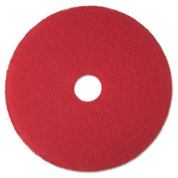 3M 08387 Low-Speed Buffer Floor Pads 5100, 12-Inch Diameter, Red, 5/Carton