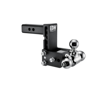 B&W Trailer Hitches Tow & Stow Adjustable Trailer Hitch Ball Mount - Fits 2 Receiver, Tri-Ball (1-7/8 x 2 x 2-5/16), 5 Drop, 10,000 GTW - TS10048B