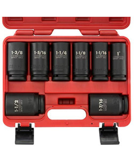 Neiko 02461A 3/4-Inch Drive Deep Impact Socket Set, SAE, 1 Inch - 1-1/2 Inch, Cr-V, 8 Sockets