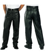 Xelement 860 Men's 'Classic' Black Loose Fit Motorcycle Casual Leather Pants - 38