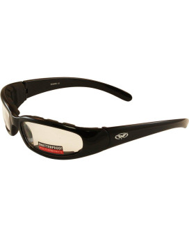 Global Vision Chicago Padded Riding Glasses (Black Frame/Clear Lens)