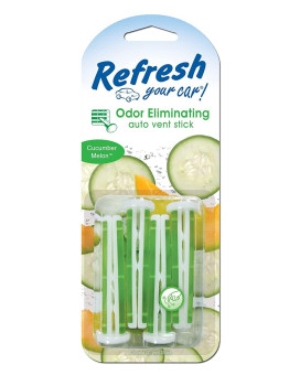 Refresh Your Car! 09584 Auto Vent Stick, Cucumber Melon, 4 Per Pack