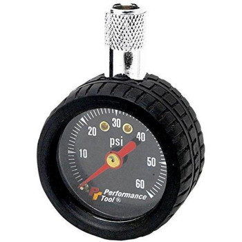 Performance Tool W1915 Tire Pressure Gauge - 1 to 60 PSI Range, Easy-to-Read Gauge with Black Face, Measures in One Pound Increments