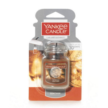 Yankee Candle Classic Paper Car Jar Hanging Odor Neutralizing Air Freshener, Leather Scent - 3 Pack