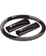 Unitec 75402 Steering Wheel Cover and Seat Belt Pads, Anthracite