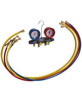 Yellow Jacket 46003 Brute II Test and Charging Manifold, F/C, Red/Blue Gauge, bar/psi, R-410A