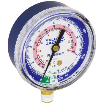 Yellow Jacket FLUTTERLESS 49036 Class B Manifold Gauge, Blue