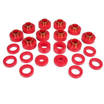 Prothane 1-103 Red Body Mount Bushing Kit for CJ5, CJ7, CJ8, YJ and TJ - 22 Piece