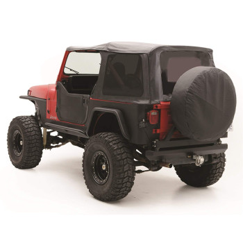 Smittybilt Replacement Soft Top with Tinted Windows and Upper Doorskins (Black Denim) - 9870215