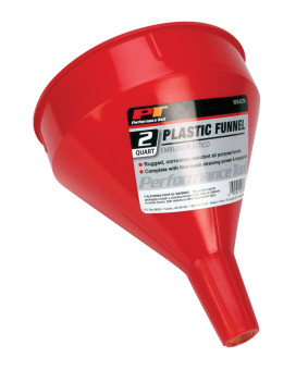 Performance Tool W54276 All Purpose 2 Quart Plastic Funnel with Straining Screen, Rugged and Corrosion Resistant, Capacity Indicated when Outlet is Blocked