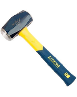 Estwing Sure Strike Drilling/Crack Hammer - 3-Pound Sledge with Fiberglass Handle & No-Slip Cushion Grip - MRF3LB, Blue/Yellow