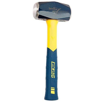 Estwing Sure Strike Drilling/Crack Hammer - 3-Pound Sledge with Fiberglass Handle & No-Slip Cushion Grip - MRF3LB, Blue/Yellow