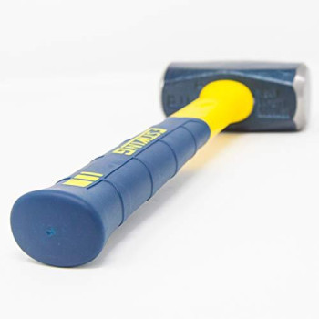 Estwing Sure Strike Drilling/Crack Hammer - 3-Pound Sledge with Fiberglass Handle & No-Slip Cushion Grip - MRF3LB, Blue/Yellow