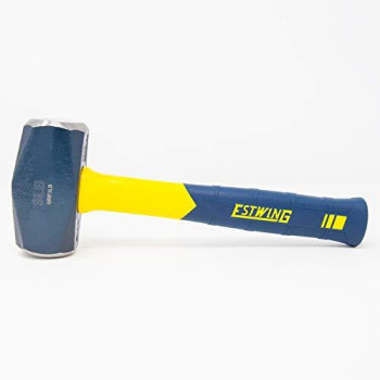 Estwing Sure Strike Drilling/Crack Hammer - 3-Pound Sledge with Fiberglass Handle & No-Slip Cushion Grip - MRF3LB, Blue/Yellow