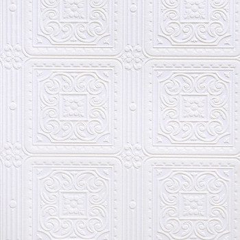 Brewster RD80000 Turner Tile Textured Vinyl Wallpaper, Paintable,White, 20.9x2x2