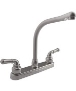 Dura Faucet DF-PK210C-SN Hi-Rise RV Kitchen Sink Faucet with Classical Levers (Brushed Satin Nickel)