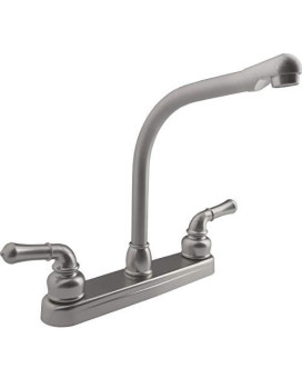 Dura Faucet DF-PK210C-SN Hi-Rise RV Kitchen Sink Faucet with Classical Levers (Brushed Satin Nickel)