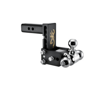 B&W Trailer Hitches Tow & Stow Adjustable Trailer Hitch Ball Mount with Browning Logo - Fits 2 Receiver, Tri-Ball (1-7/8 x 2 x 2-5/16), 5 Drop, 10,000 GTW - TS10048BB