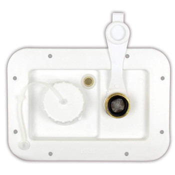 JR Products 497-AD-26-A Polar White City/Gravity Water Hatch with Brass Check Valve