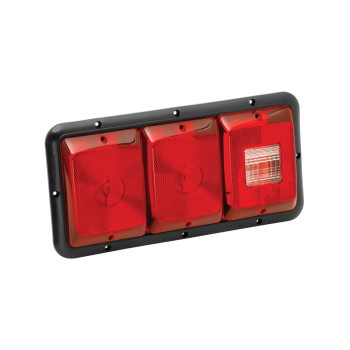 Bargman 34-84-009 Tail Light (Horizontal Mount Triple Red with Stop/Tail/Turn & Backup - Black Base)