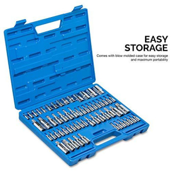 NEIKO 10083A Master Torx Bit Socket and External Torx Socket Set, S2 and CrV Steel, Supreme Torque Output Complete Kit, 60 Pieces