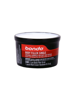 Bondo Filler Single, Original Formula For Fast, Easy Repair, 6 oz Filler Can with Hardener Pouch