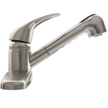 Dura Faucet DF-PK100-SN RV Non-Metallic Pull-Out Kitchen Sink Faucet - Single Handle (Brushed Satin Nickel)