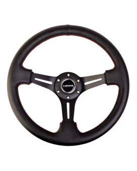 NRG ST-018R 350mm Sport Steering Wheel 3 Deep Black Leather