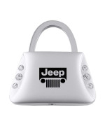 Jeep Grille Logo Metal Purse Shape Crystal Diamond Bling Key Chain Ring