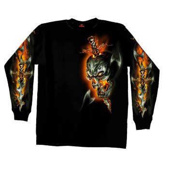 Hot Leathers Electric Skull Long Sleeve T-Shirt (Black, Medium)