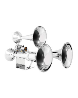 GG Grand General 69991 Chrome Heavy Duty Train Horn with Triple Brass Trumpet for Superior Sound