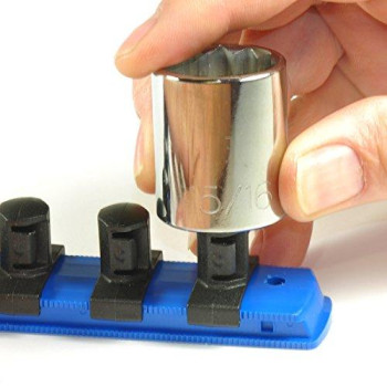 Ernst Manufacturing 13-Inch Socket Organizer with 14 3/8-Inch Twist Lock Clips, Blue - 8418