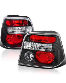 Spec-D Tuning Euro Black Tail Lights Compatible with 1999-2006 Volkswagen Golf MK4, Left + Right Pair Assembly